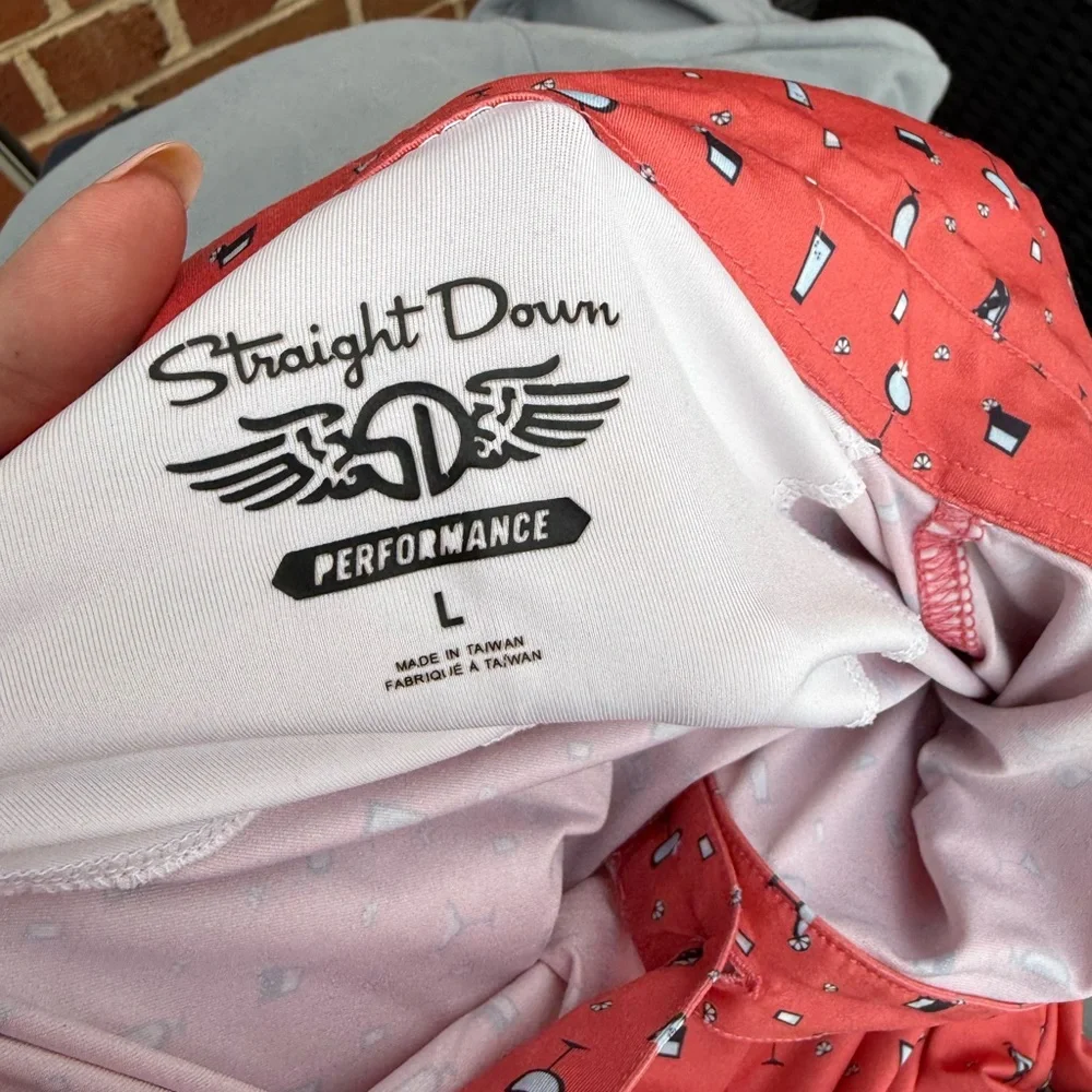 Straight Down Polo Shirt Performance Stretch Golf Cocktail Size Large